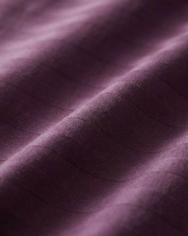 Housse de couette satin de coton - Rayures satinées en Mauve Bordeaux – Linge de lit haut de gamme - MaisonTextile