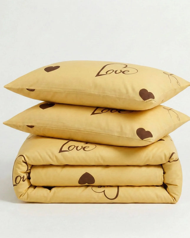 Love Signature – Parure en percale de coton en Love Soleil – Linge de lit haut de gamme - MaisonTextile
