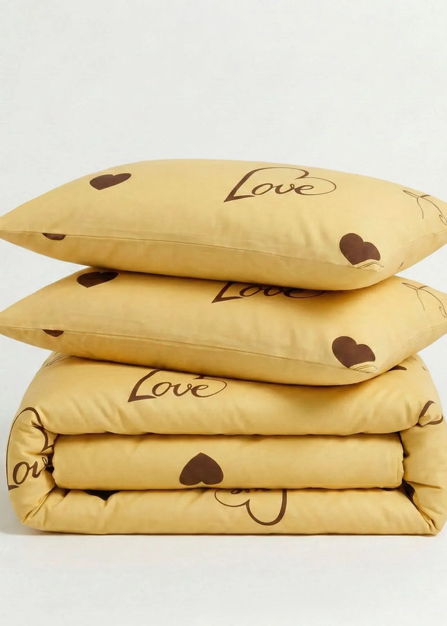 Love Signature – Parure en percale de coton en Love Soleil – Linge de lit haut de gamme - MaisonTextile