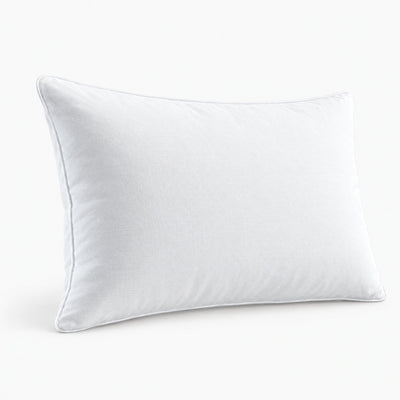 Oreiller 50x70 blanc à enveloppe 100 % coton et passepoil, moelleux et généreux