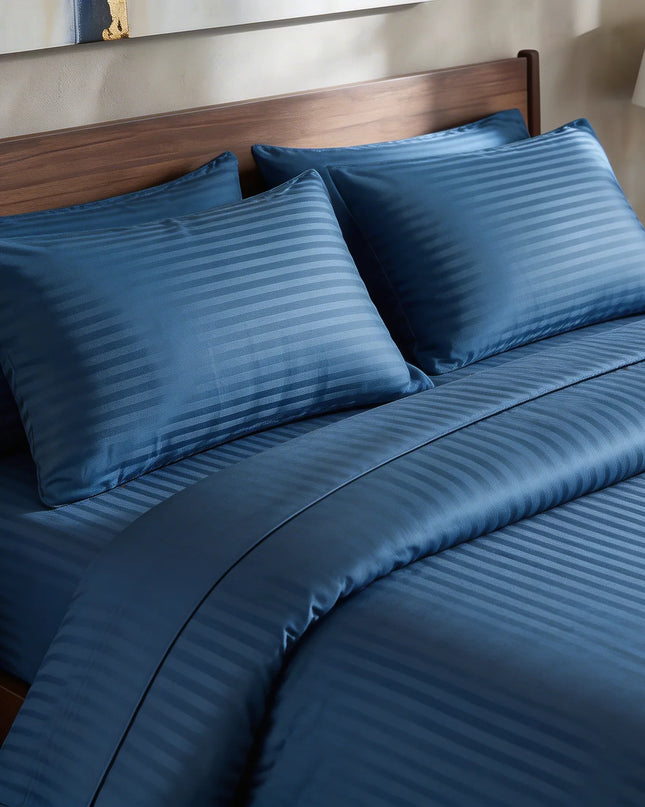 Parure de lit en satin de coton – Rayures satinées