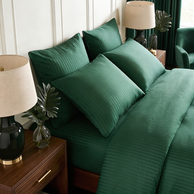 Parure en satin de coton premium  – Rayures satinées
