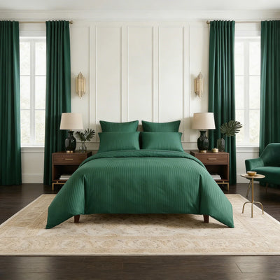Drap-housse satin de coton - Rayures satinées