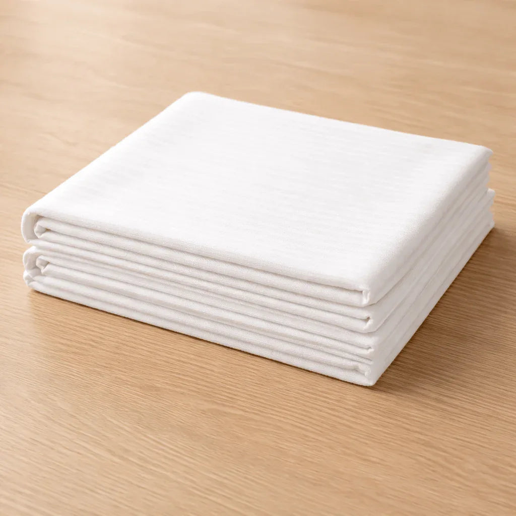 Nappe de Table satin de coton – Rayures Satinées deluxe en Blanc Neige – - MaisonTextile