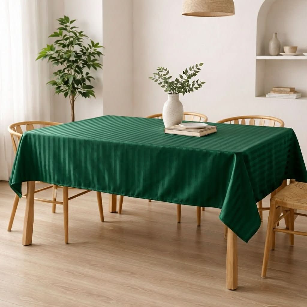 Nappe de Table satin de coton – Rayures Satinées deluxe en Vert Émeraude – - MaisonTextile