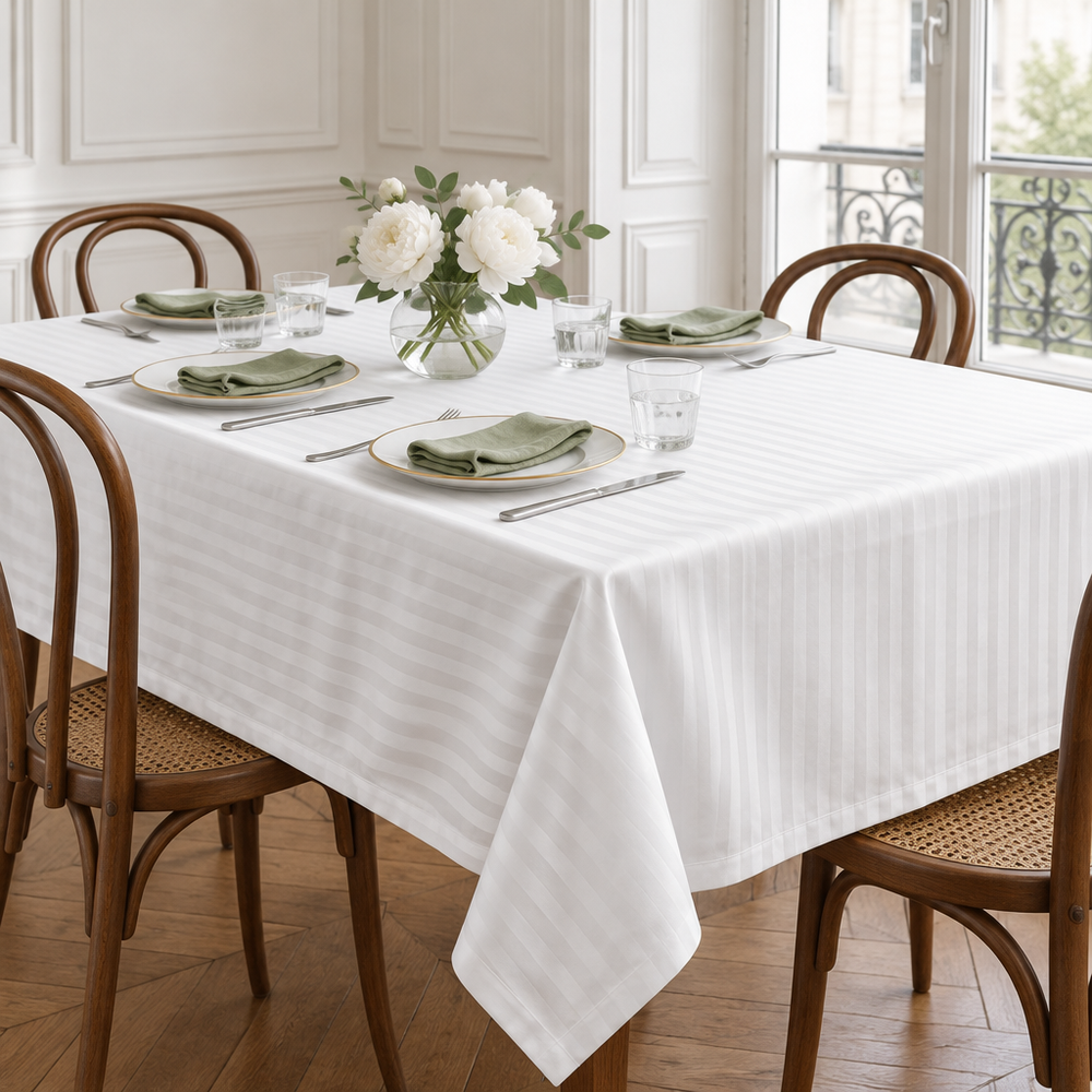 Nappe de Table satin de coton – Rayures Satinées deluxe