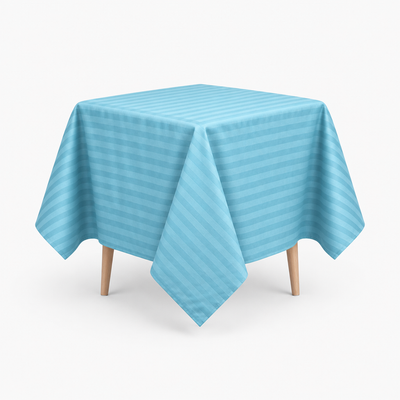 Nappe de table satin de coton à rayures satinées Bleu Ciel – Maison Textile