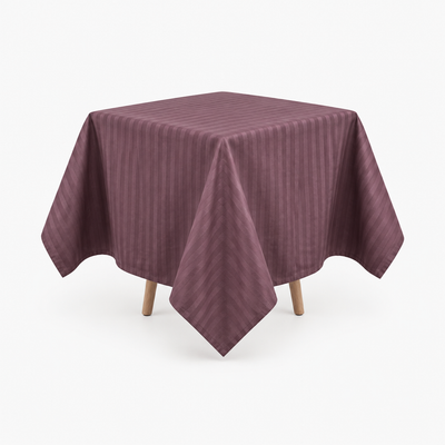 Nappe de table satin de coton à rayures satinées Brun Cacao – Maison Textile