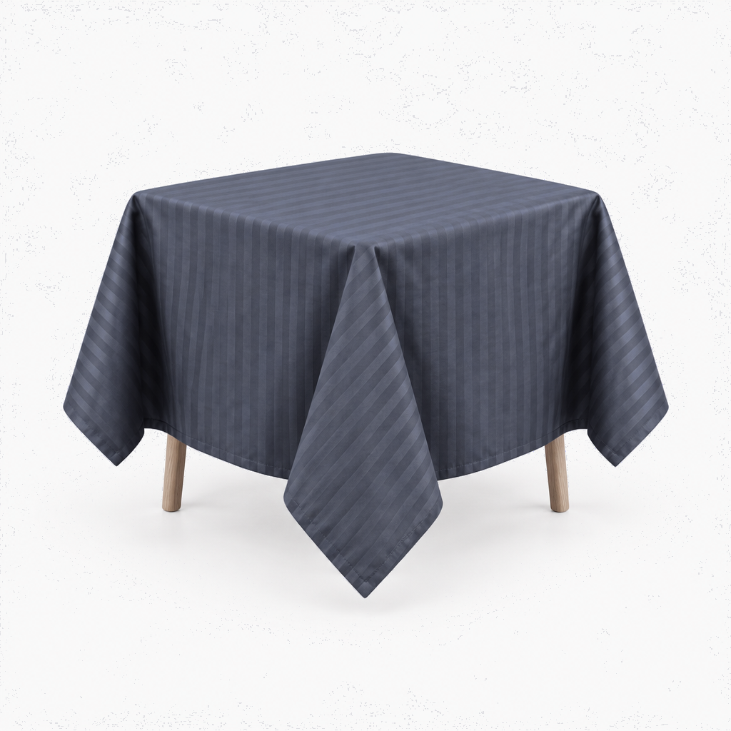 Nappe de table satin de coton à rayures satinées Gris Bleuté – Maison Textile