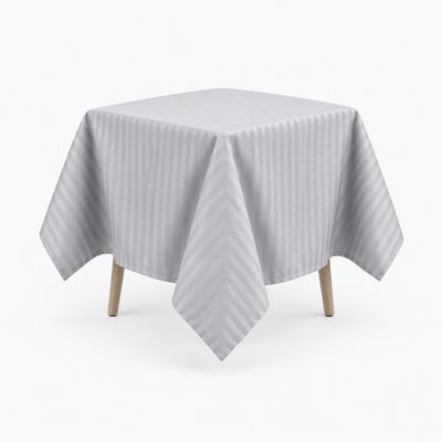 Nappe de table satin de coton à rayures satinées Gris Brume – Maison Textile