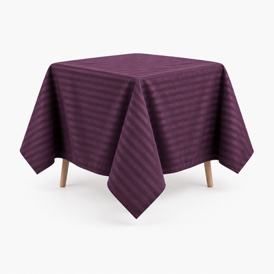 Nappe de table satin de coton à rayures satinées Mauve Bordeaux – Maison Textile