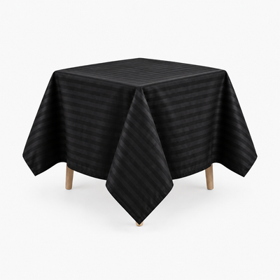 Nappe de table satin de coton à rayures satinées Noir Signature – Maison Textile