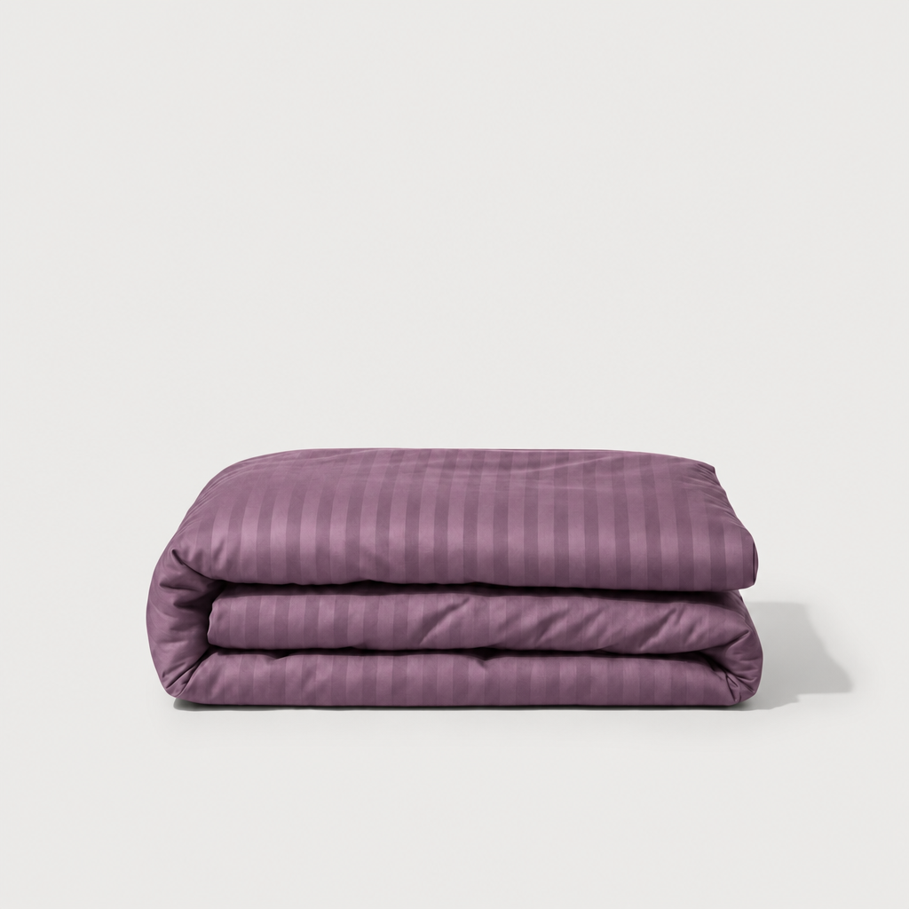 Housse de couette en satin de coton rayée douce et élégante avec finition satinée