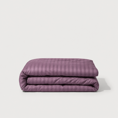 Housse de couette en satin de coton rayée douce et élégante avec finition satinée