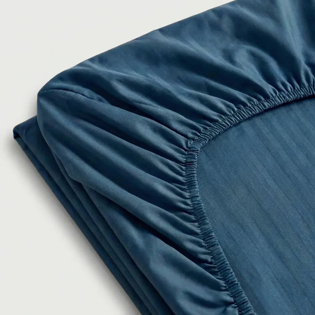 Drap-housse satin de coton - Rayures satinées