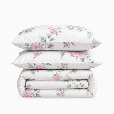 Parure de lit percale de coton Jardin des Pivoines – Maison Textile