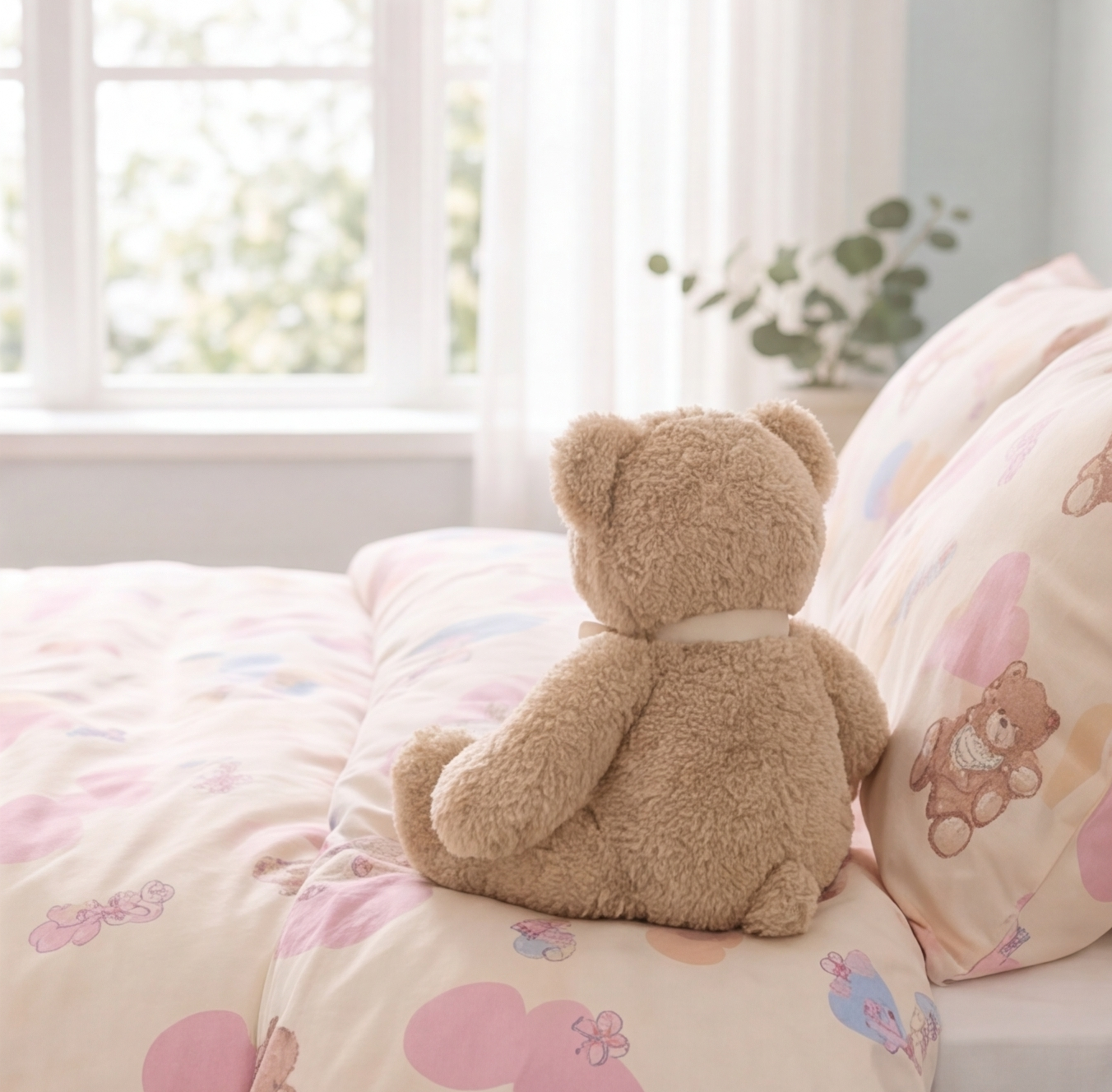 Parure de lit enfant Petit Ourson, ambiance fenêtre - Maison Textile