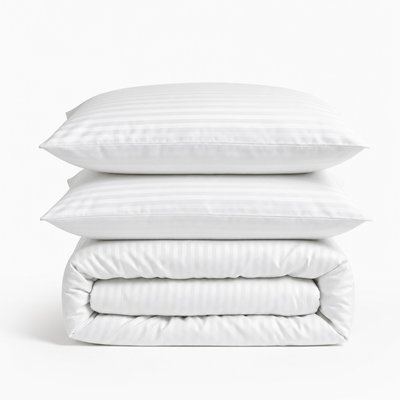 Parure de lit satin premium avec rayures élégantes en satin de coton soyeux et lumineux