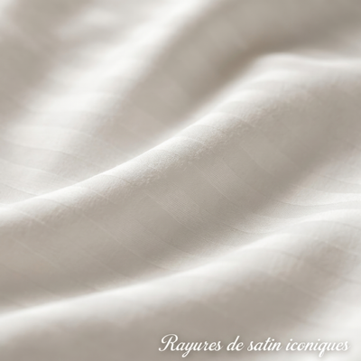 Parure de lit satin premium rayures élégantes en satin de coton soyeux et doux