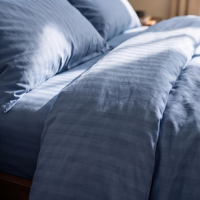 Parure de lit satin premium à rayures élégantes en satin de coton doux et lumineux