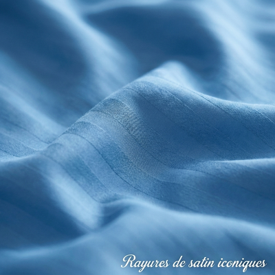 Parure de lit satin premium rayures élégantes en satin de coton doux et soyeux
