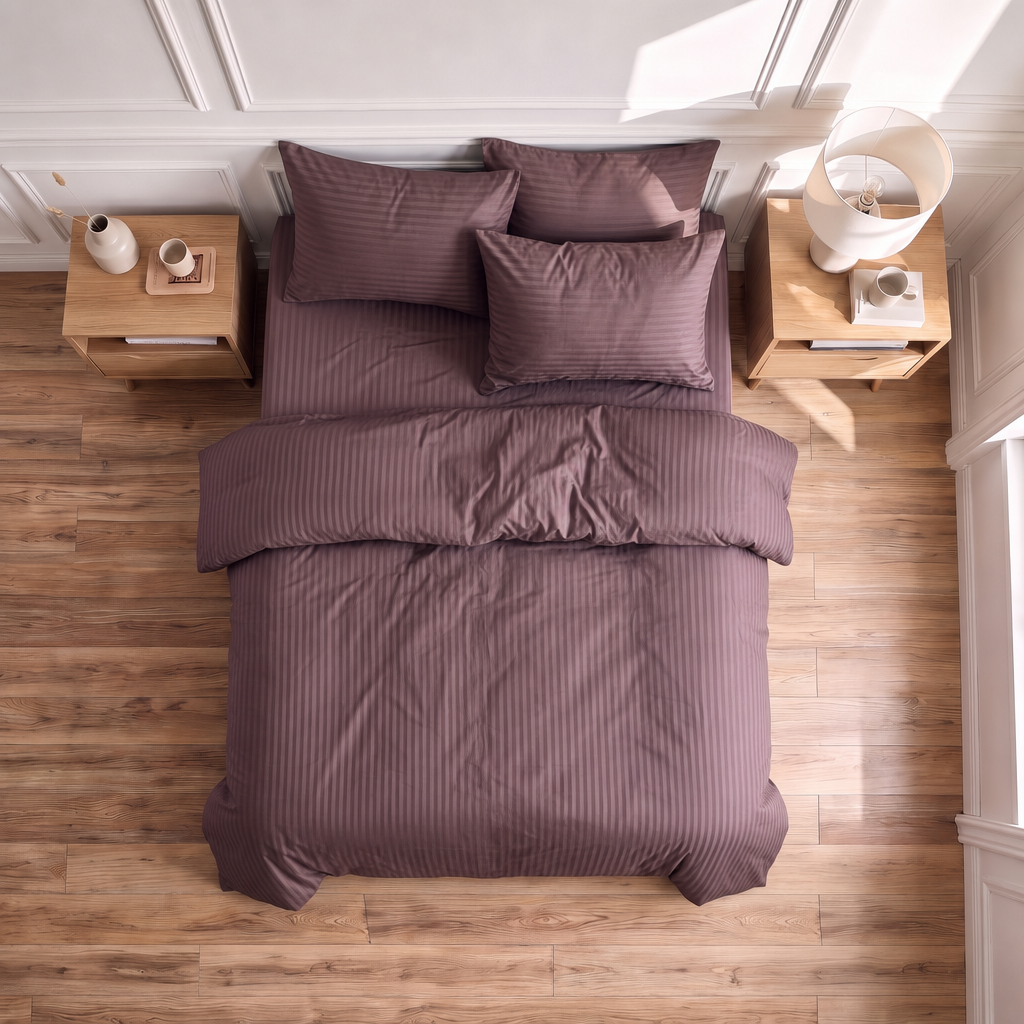 Parure de lit satin premium rayures satinées douce et élégante en coton satiné 120 fils/cm²
