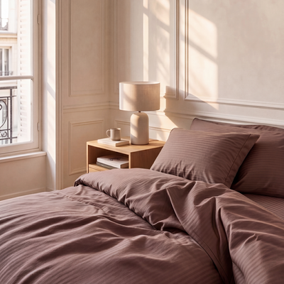 Parure de lit satin premium - Rayures Élégantes