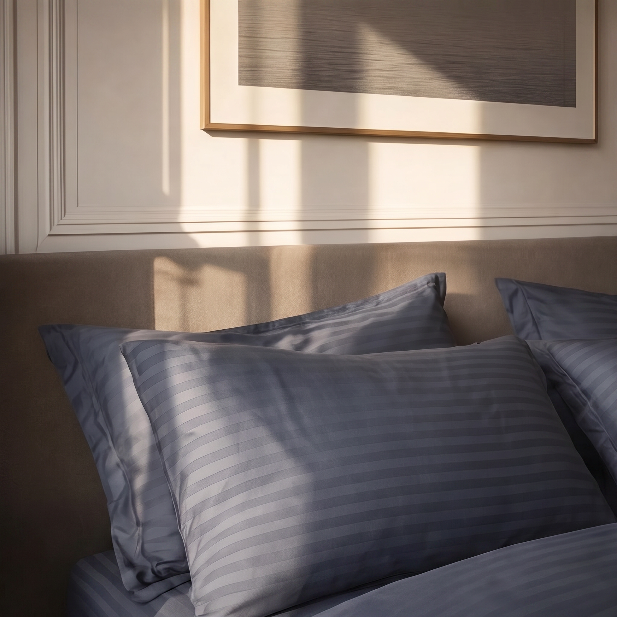 Parure de lit satin premium avec rayures élégantes en satin de coton soyeux et doux