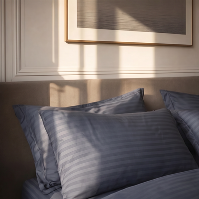 Parure de lit satin premium avec rayures élégantes en satin de coton soyeux et doux