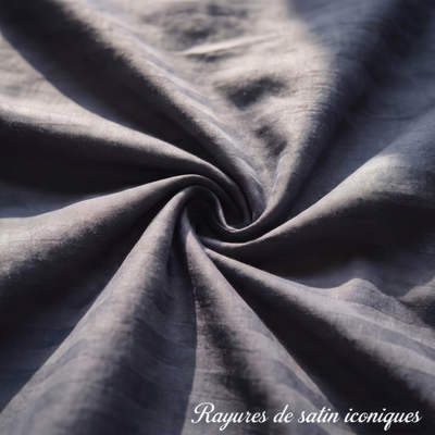 Parure de lit satin premium rayures élégantes en coton doux et soyeux