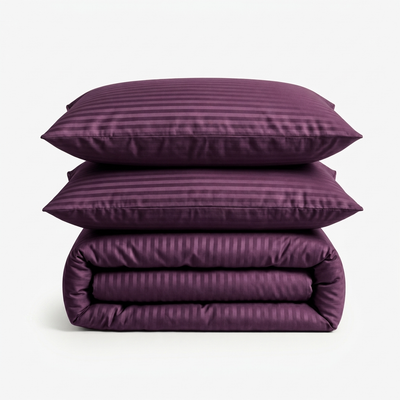 Parure de lit satin premium rayures élégantes en coton soyeux et doux