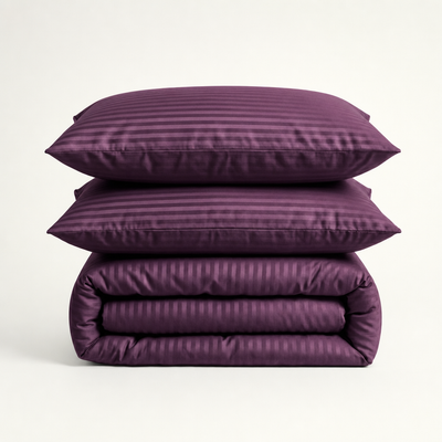 Parure en satin de coton premium  – Rayures satinées
