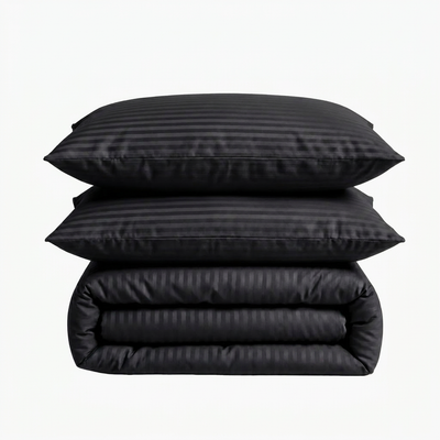 Parure de lit satin premium avec rayures élégantes en satin de coton doux et lumineux