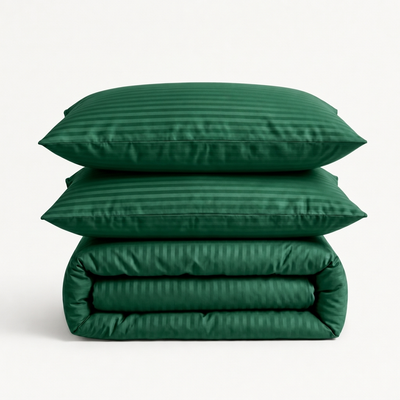 Parure de lit satin premium à rayures élégantes en satin de coton doux et lumineux