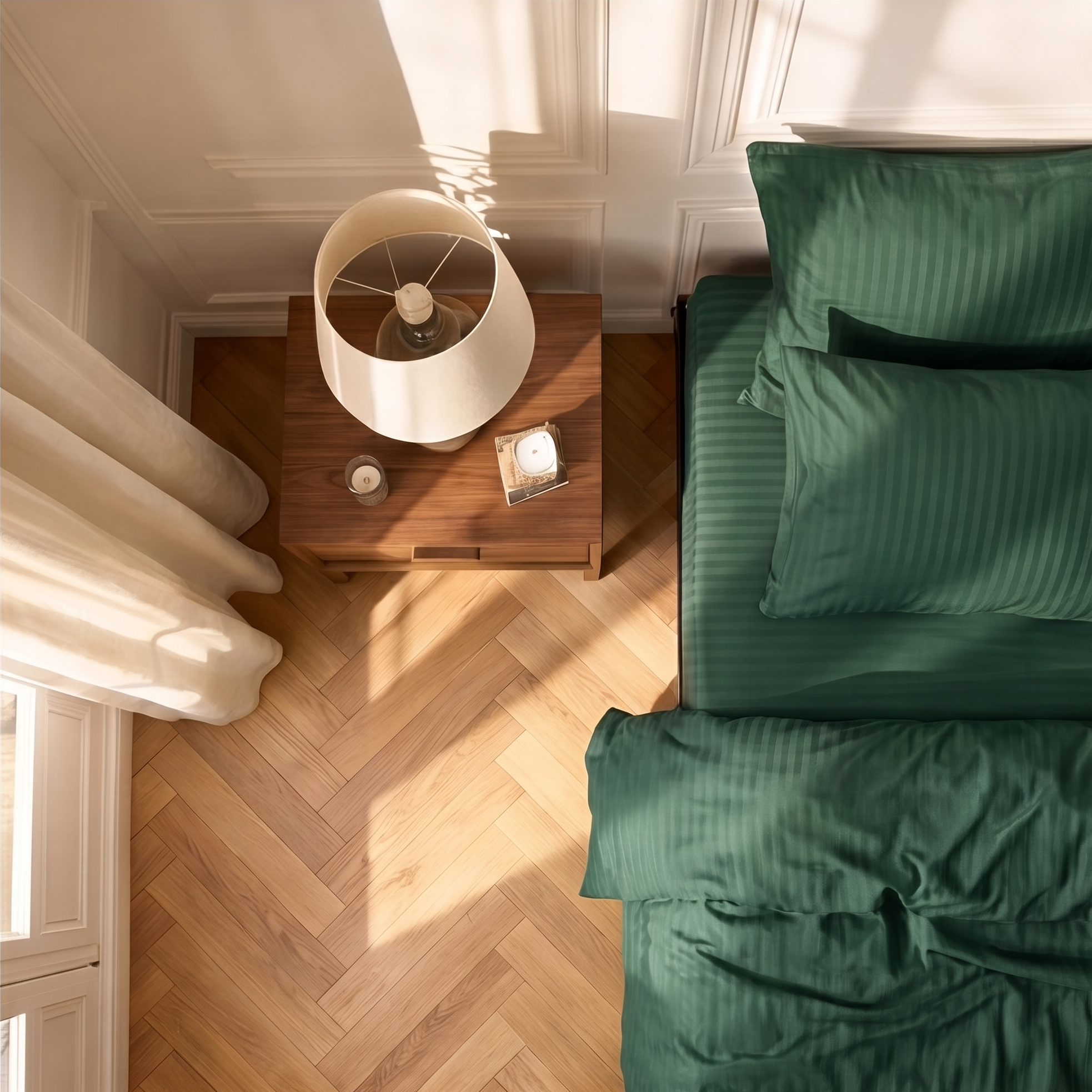 Parure de lit satin premium rayures élégantes en coton soyeux et respirant