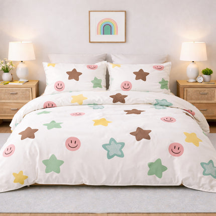 Set de lenjerie de pat din percale de bumbac cu 100 de fire – Proaspăt, moale și romantic 