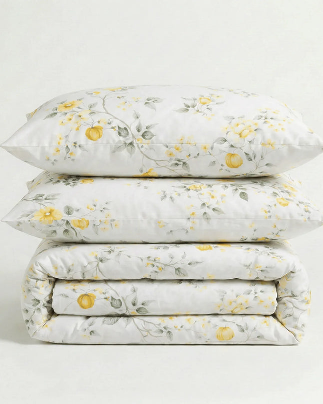 Parure en percale de coton - Jardin en Jardin Citronnier – Linge de lit haut de gamme - MaisonTextile