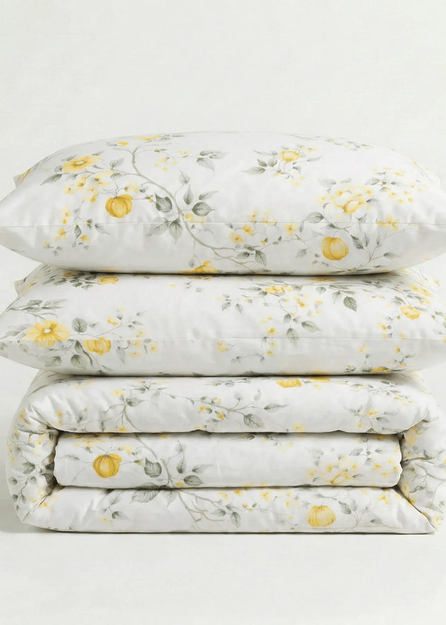 Parure en percale de coton - Jardin en Jardin Citronnier – Linge de lit haut de gamme - MaisonTextile