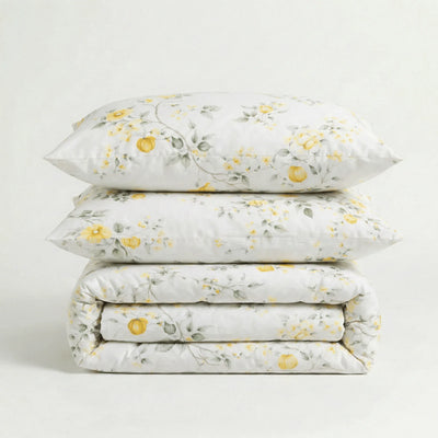Parure en percale de coton - Jardin en Jardin Citronnier – Linge de lit haut de gamme - MaisonTextile