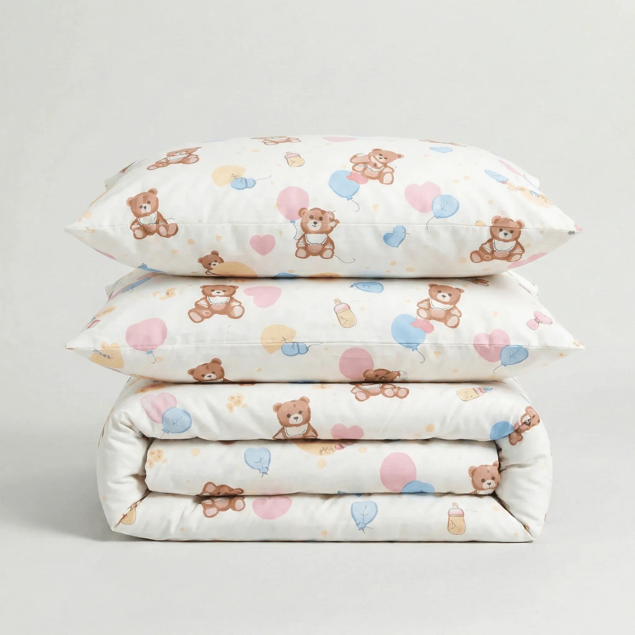 Parure en percale de coton - Petite en Petit Ourson – Linge de lit haut de gamme - MaisonTextile