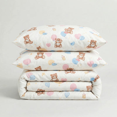 Parure en percale de coton - Petite en Petit Ourson – Linge de lit haut de gamme - MaisonTextile