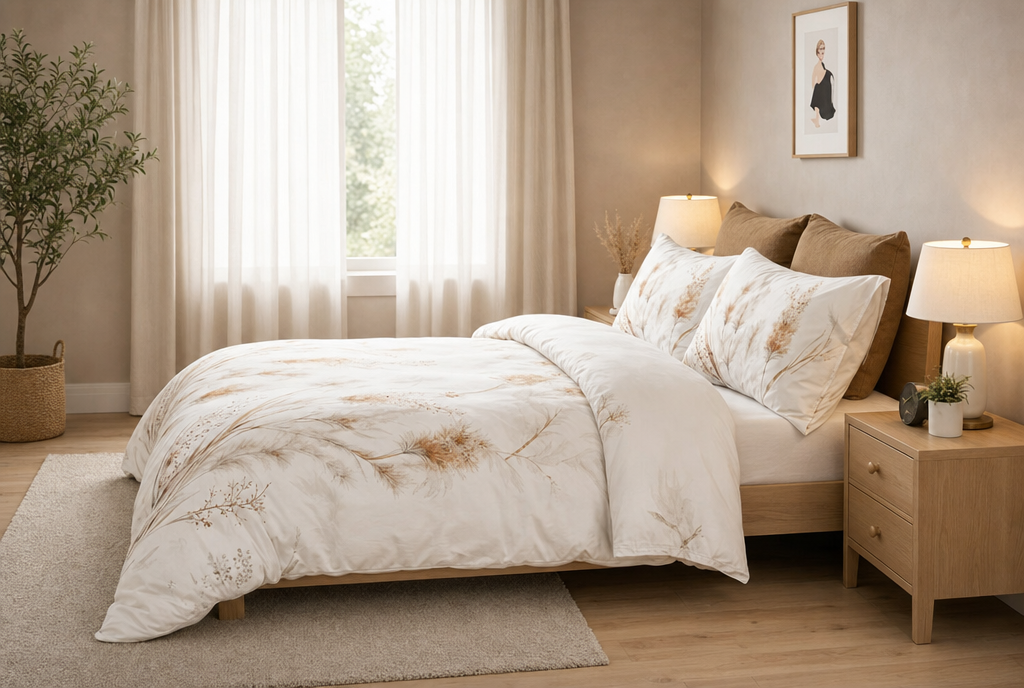 Parure de lit en polycoton renforcé – Douce & résistante