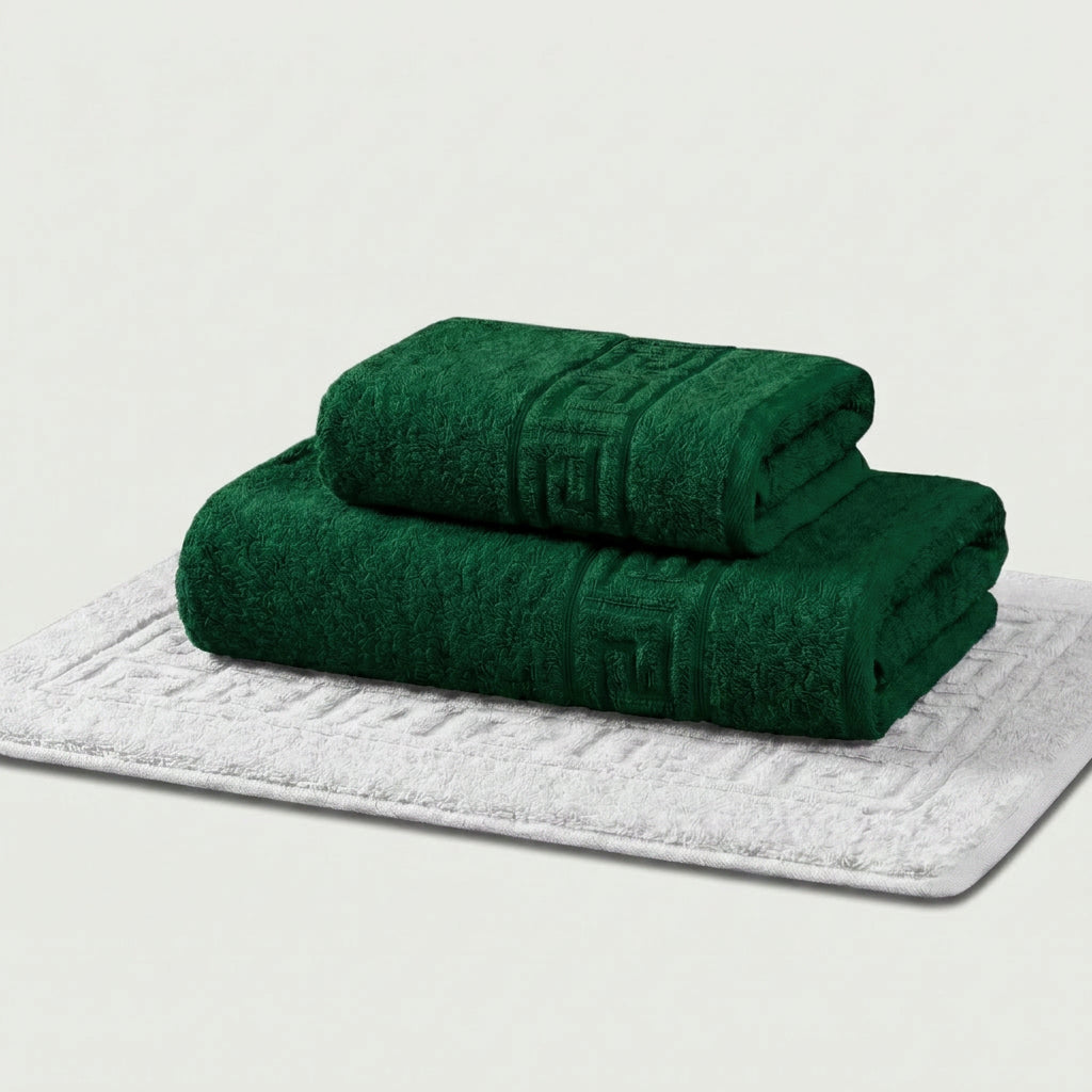 Serviettes de bain 100 % Coton en Vert Émeraude – - MaisonTextile