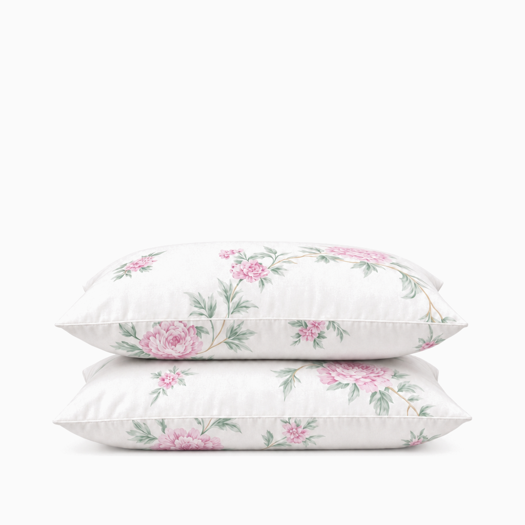 Taies d’oreiller percale de coton Jardin des Pivoines – Maison Textile