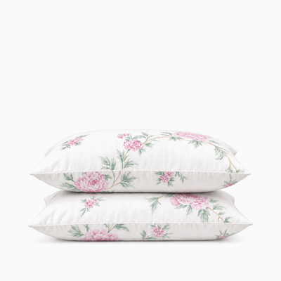 Taies d’oreiller percale de coton Jardin des Pivoines – Maison Textile