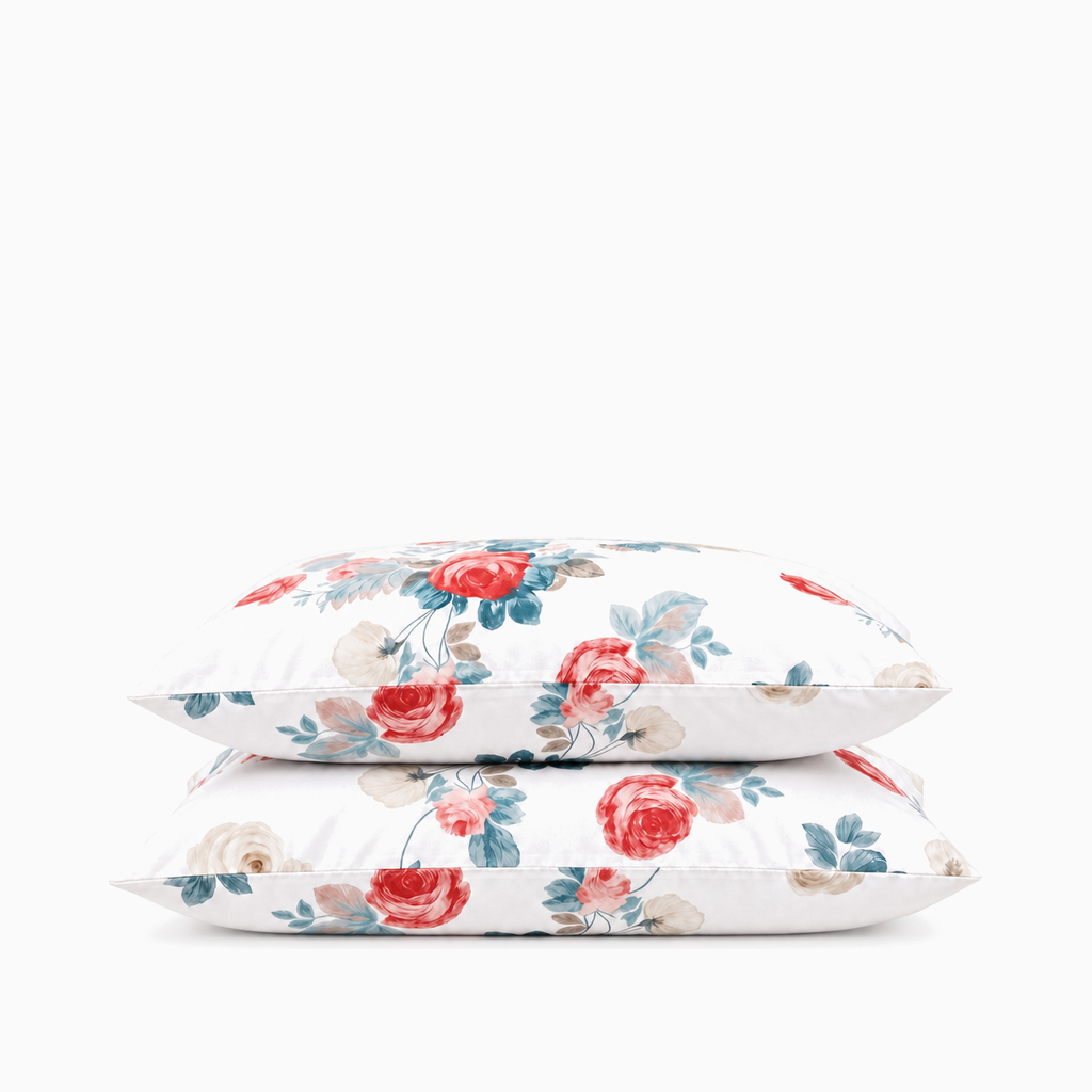 Taies d’oreiller percale de coton Jardin des Roses – Maison Textile