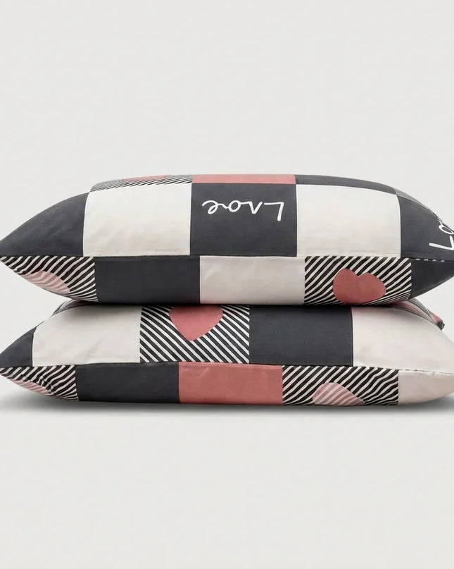 Taies d'oreiller percale de coton - Love en Love City – - MaisonTextile