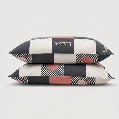 Taies d'oreiller percale de coton - Love en Love City – - MaisonTextile