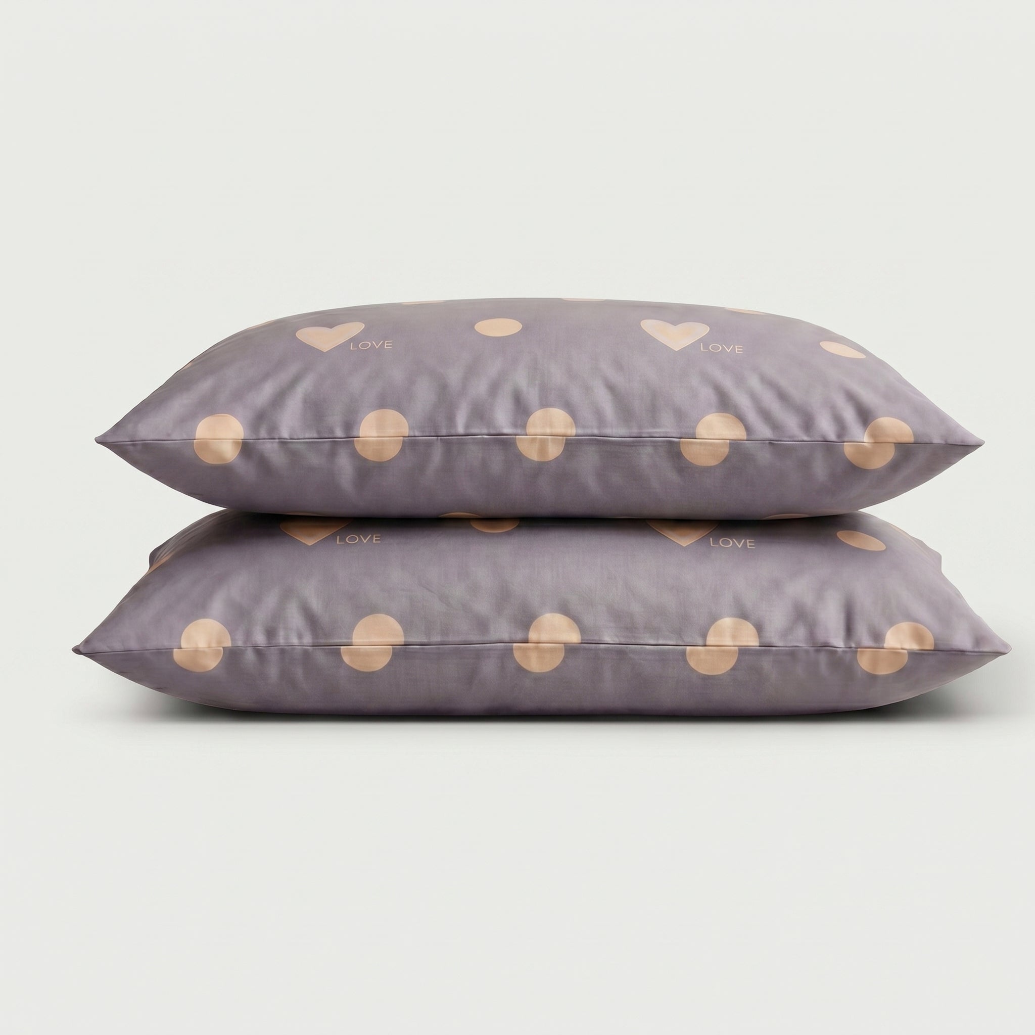 Taies d'oreiller percale de coton - Love en Love Perle – - MaisonTextile