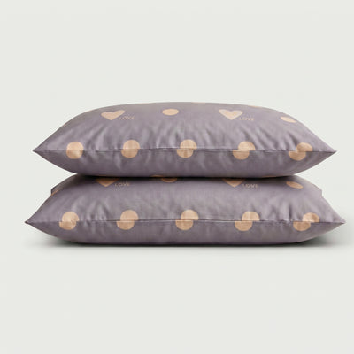 Taies d'oreiller percale de coton - Love en Love Perle – - MaisonTextile